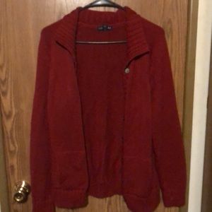 Red cardigan